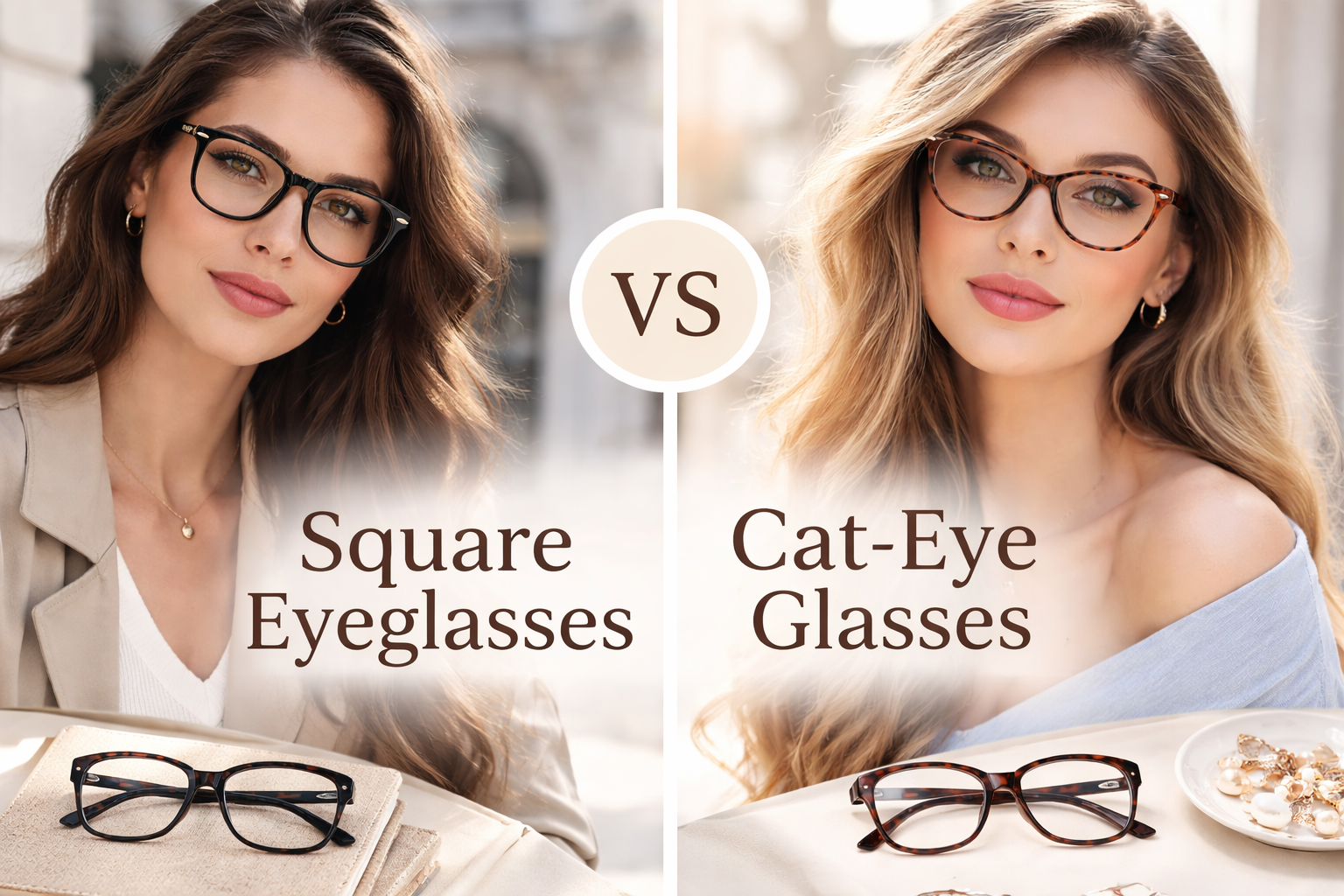 Square Eyeglasses vs. Cat-Eye Glasses