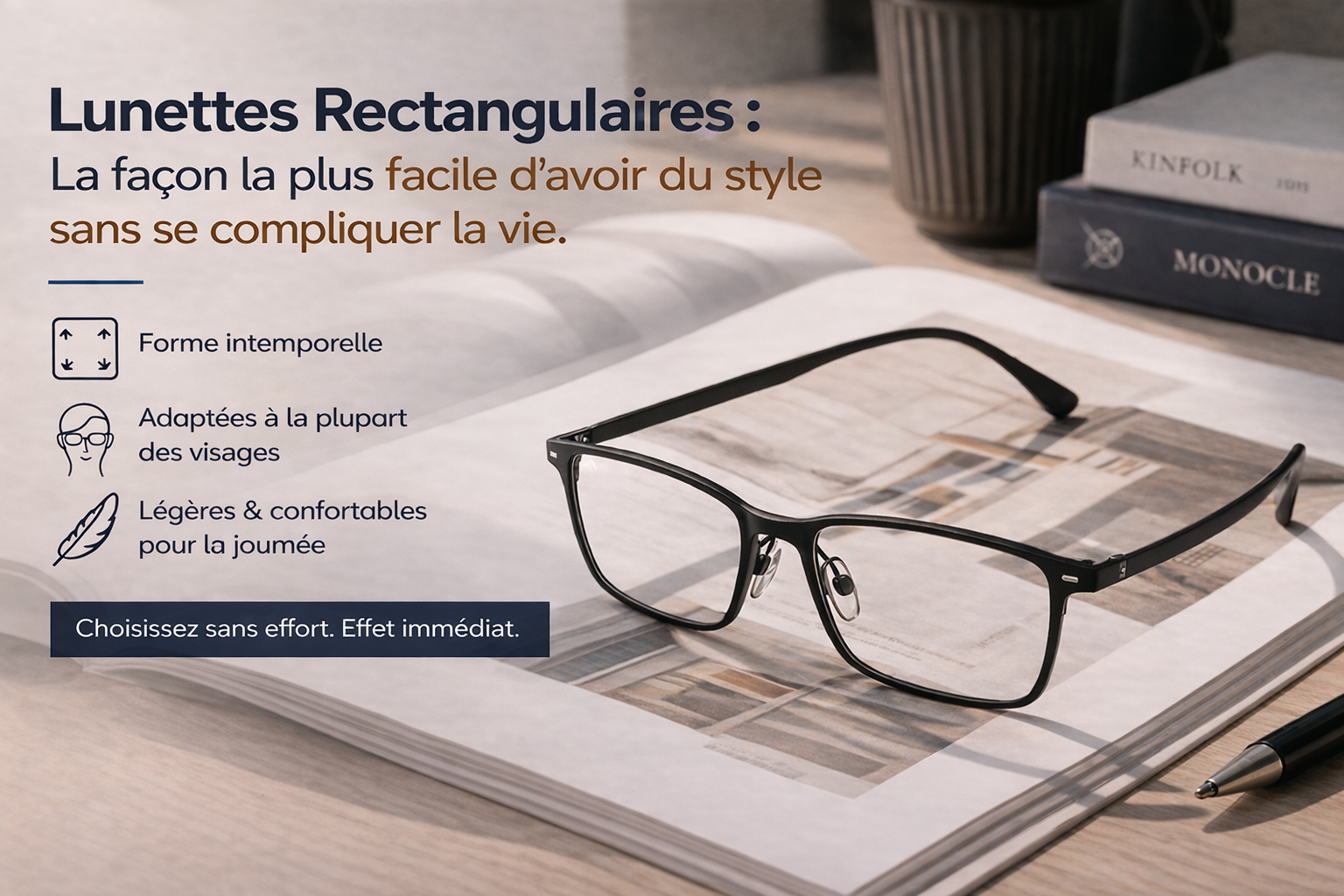 Lunettes de vue rectangulaires
