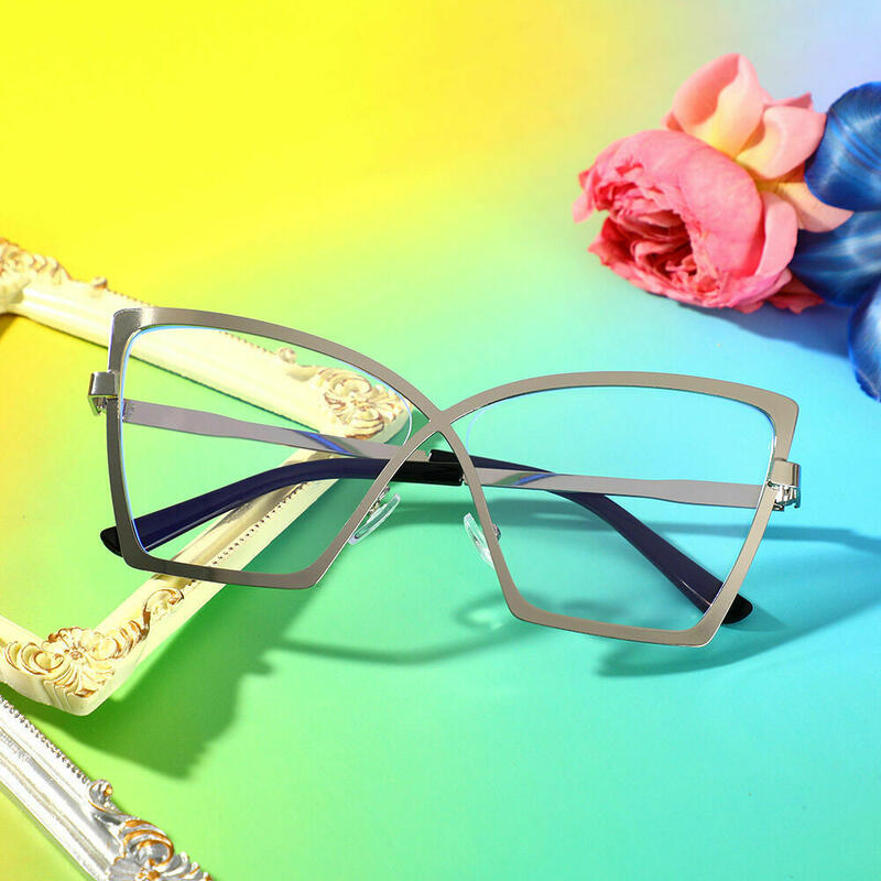 Sliver cat eye glasses