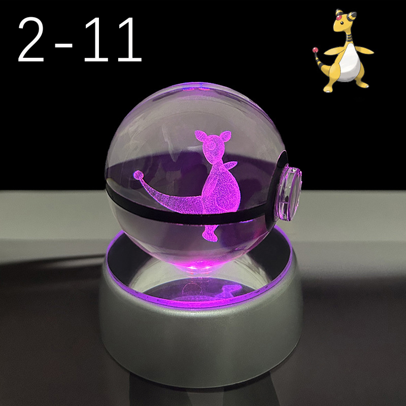 3D 水晶球 ボール形 クリスタル 動物 バターフライ デスクランプ