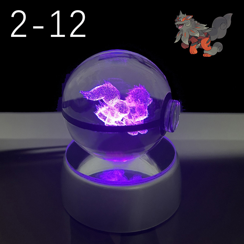 3D 水晶球 ボール形 クリスタル 動物 バターフライ デスクランプ